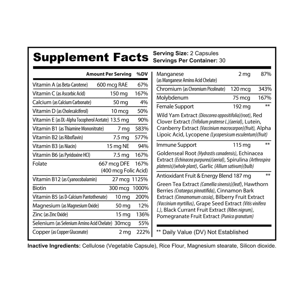 Multivitamins for Women Supplement (60 Capsules)