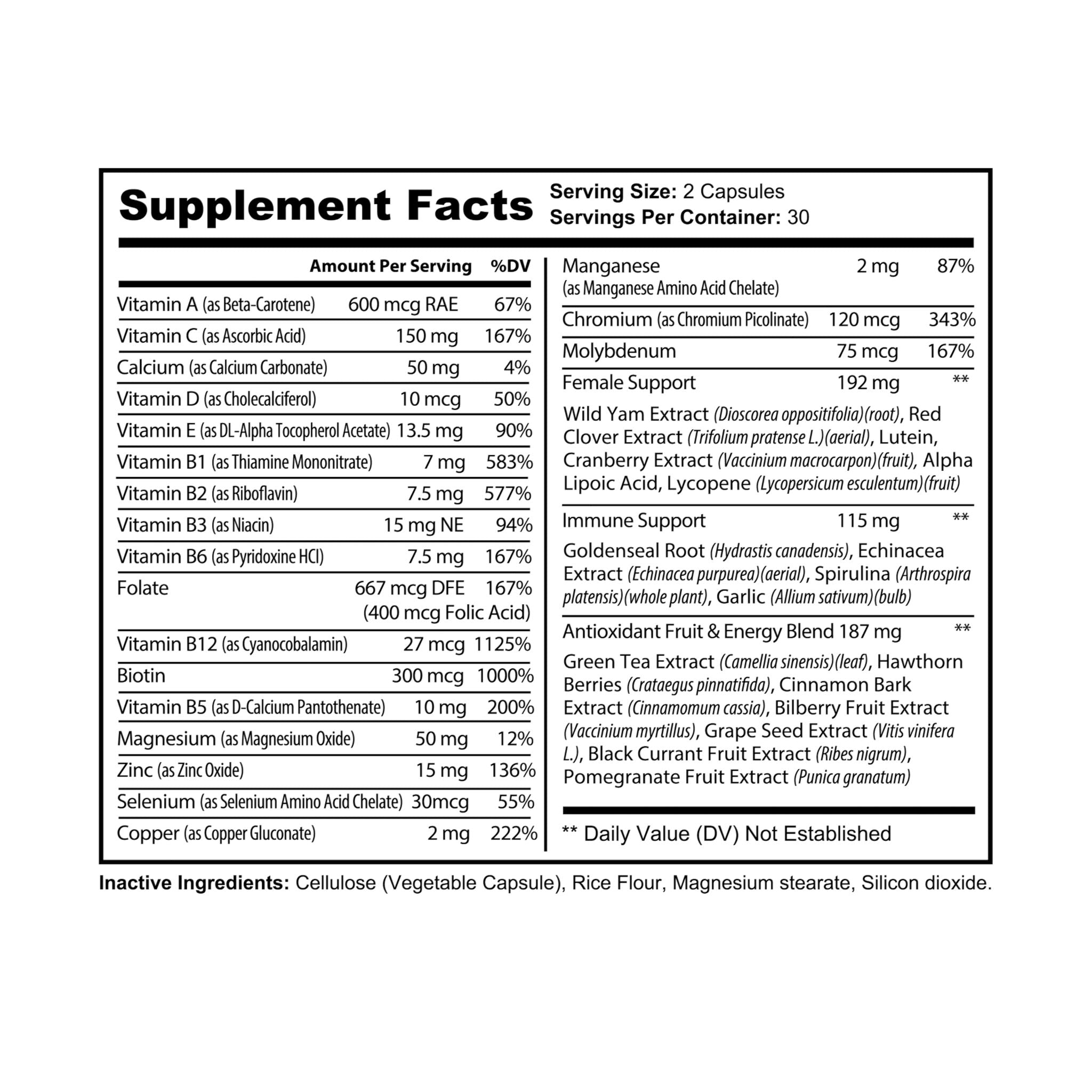 Multivitamins for Women Supplement (60 Capsules)