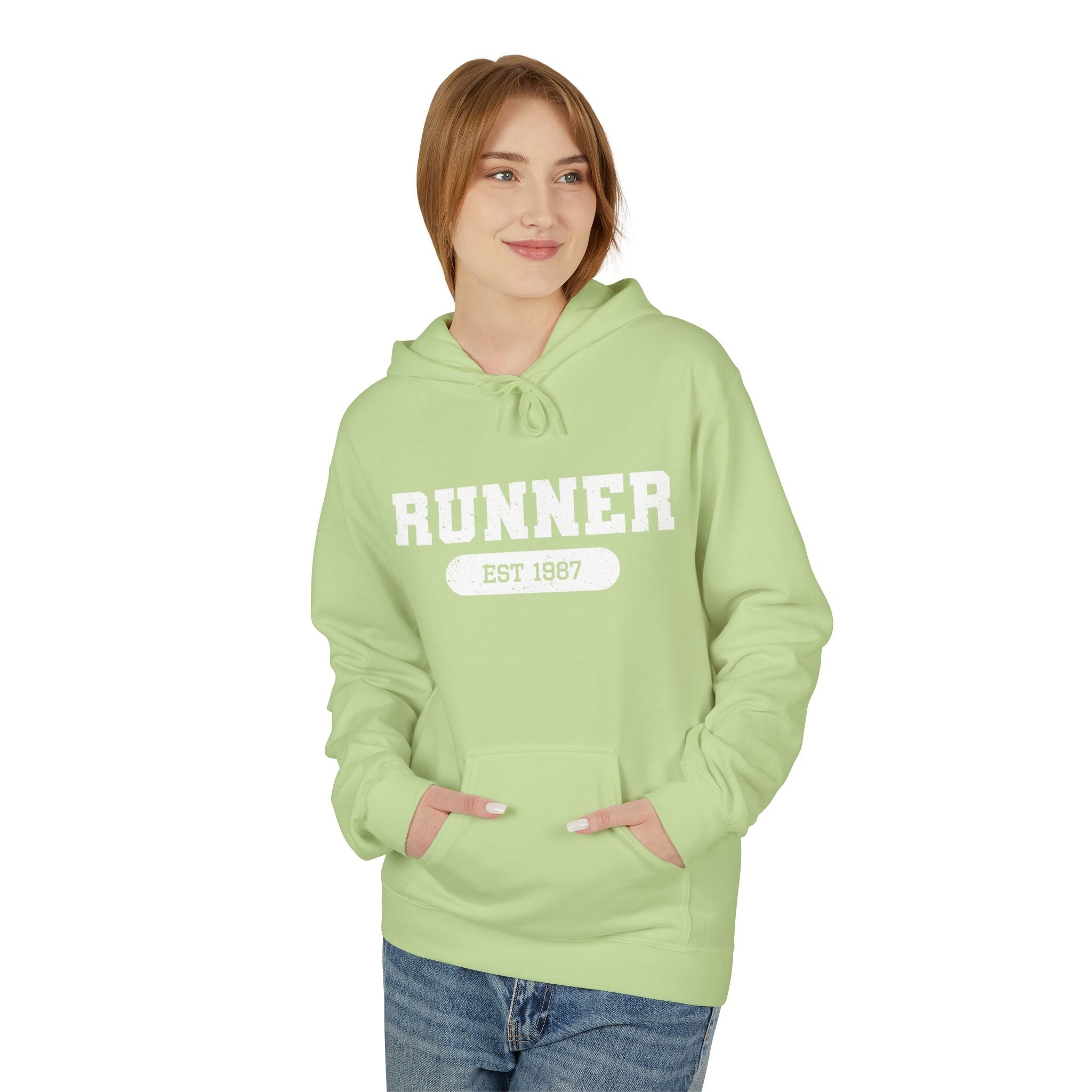 Customizable "Runner" Established Date Hoodie — Vintage Athletic Pullover for Runners