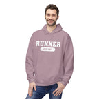 Customizable "Runner" Established Date Hoodie — Vintage Athletic Pullover for Runners