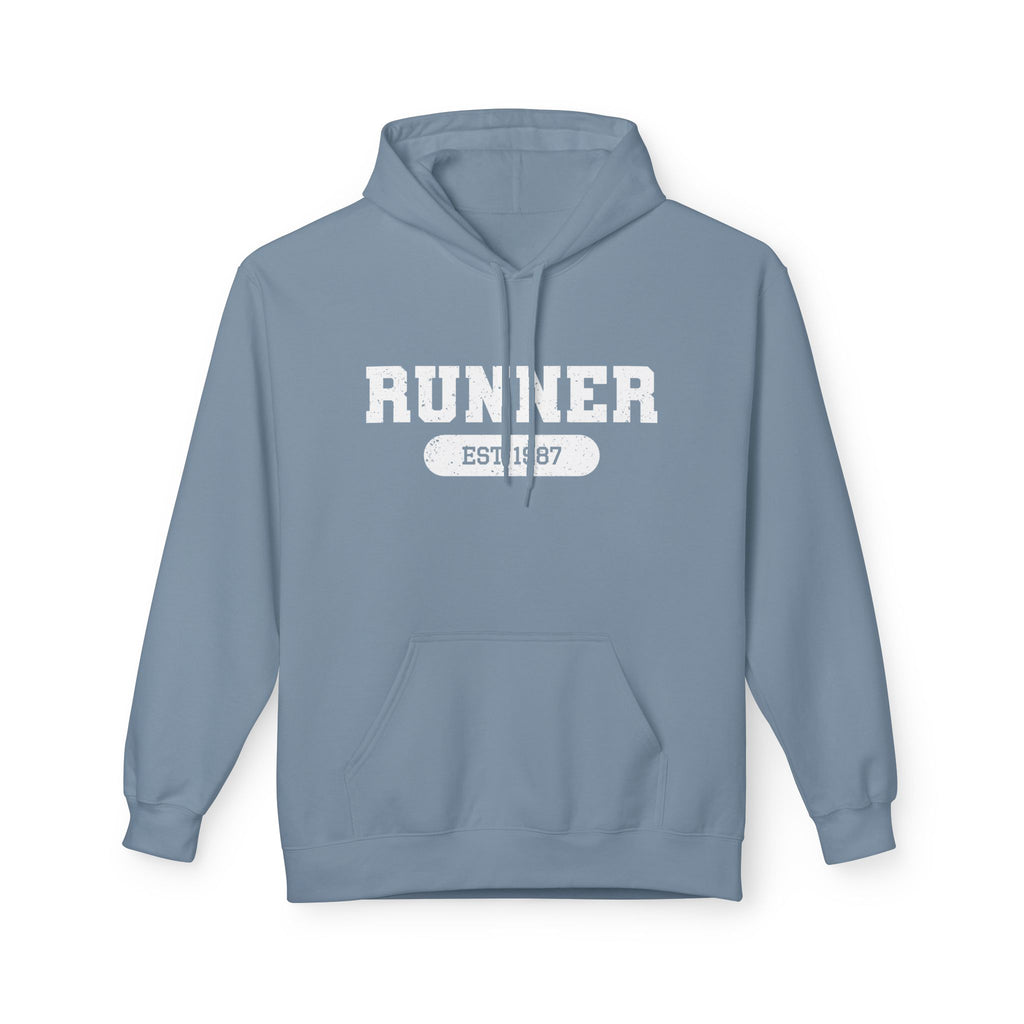 Customizable "Runner" Established Date Hoodie — Vintage Athletic Pullover for Runners