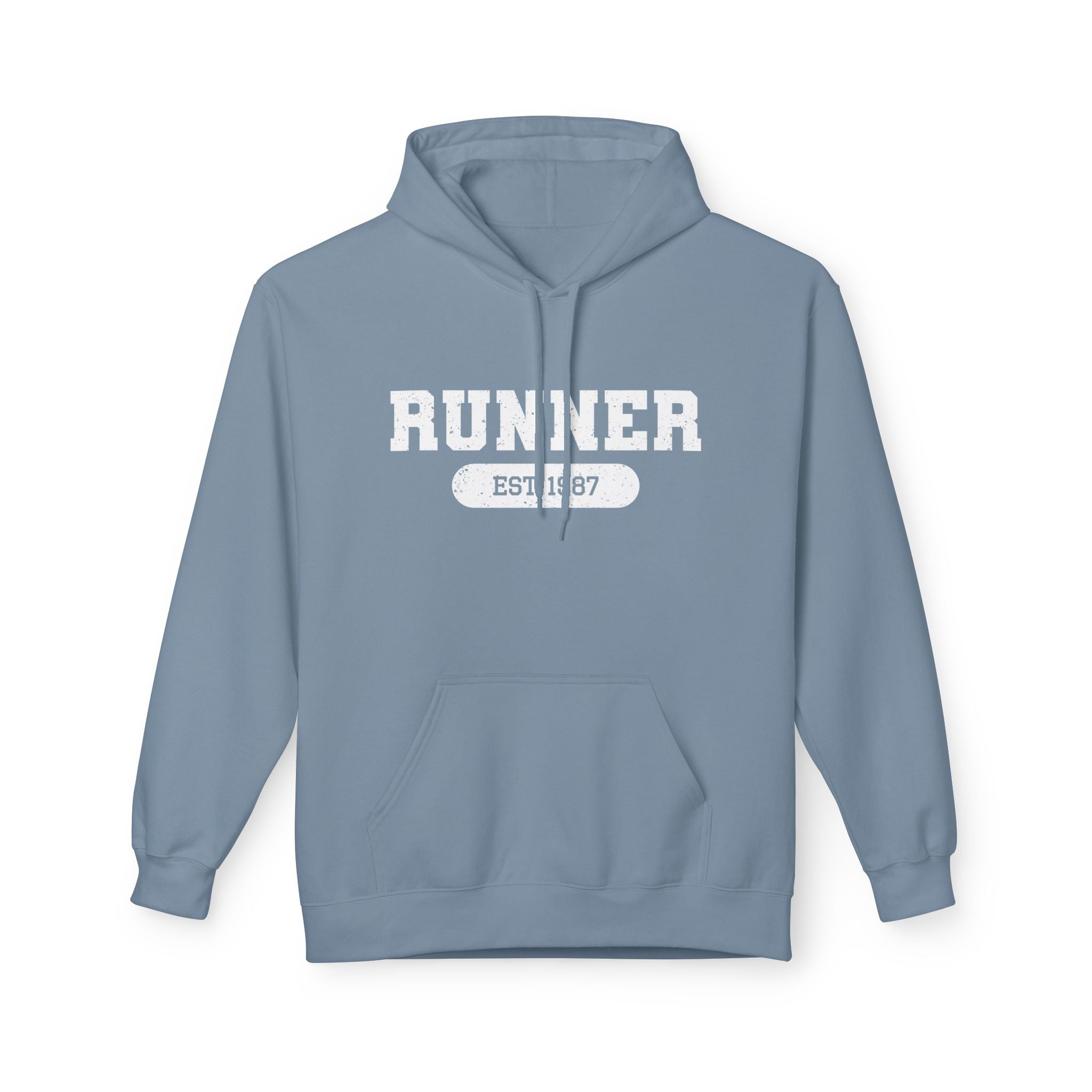 Customizable "Runner" Established Date Hoodie — Vintage Athletic Pullover for Runners
