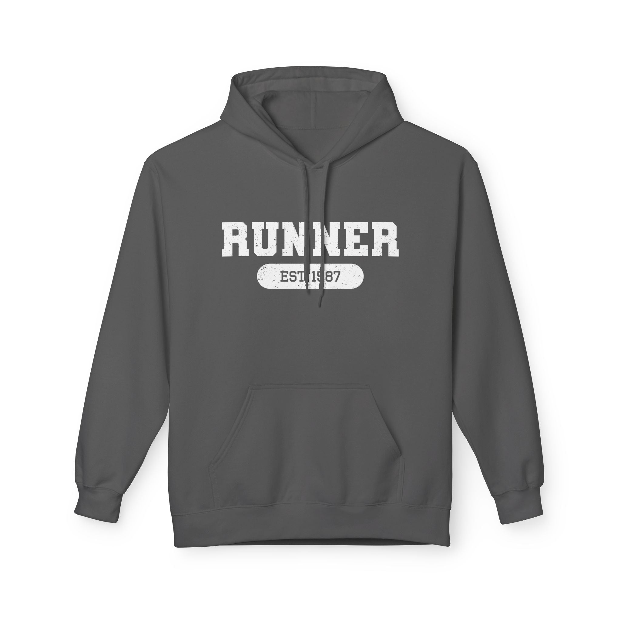 Customizable "Runner" Established Date Hoodie — Vintage Athletic Pullover for Runners