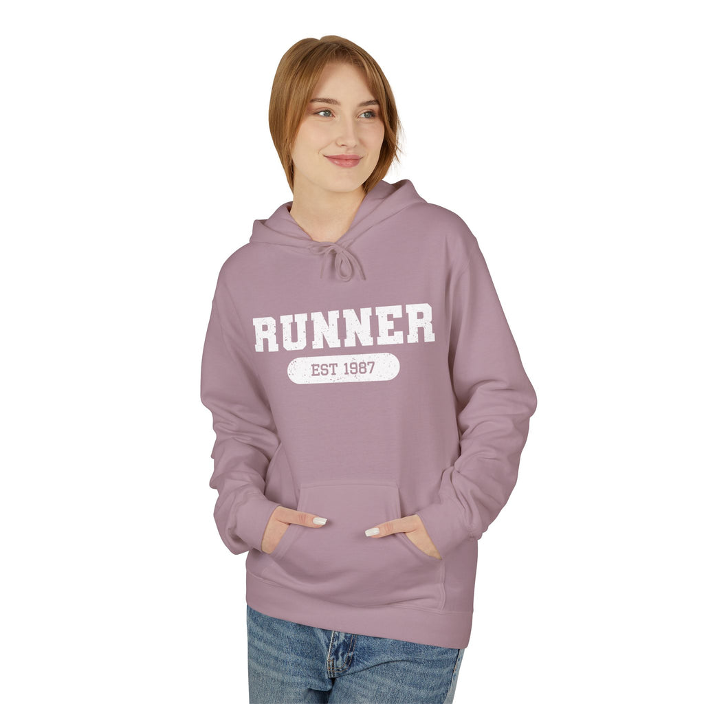 Customizable "Runner" Established Date Hoodie — Vintage Athletic Pullover for Runners