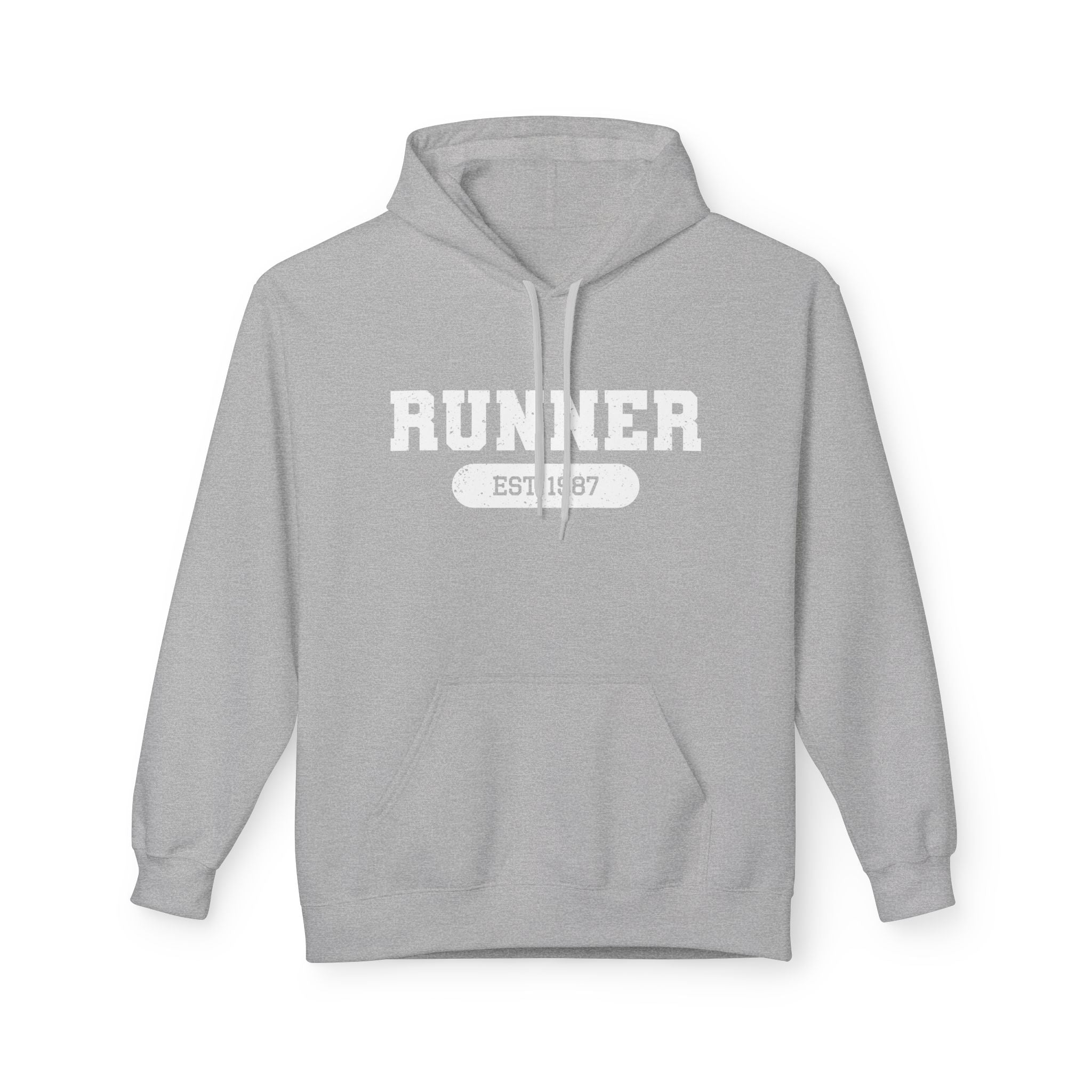 Customizable "Runner" Established Date Hoodie — Vintage Athletic Pullover for Runners